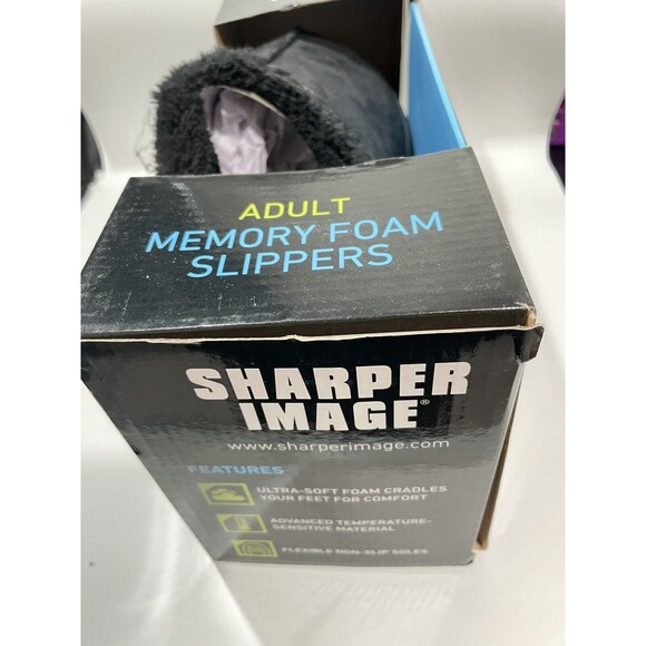 Sharper Image Black Memory Foam Slip on Slippers Moccasin Ultra Soft Foam Large - Picture 4 of 11